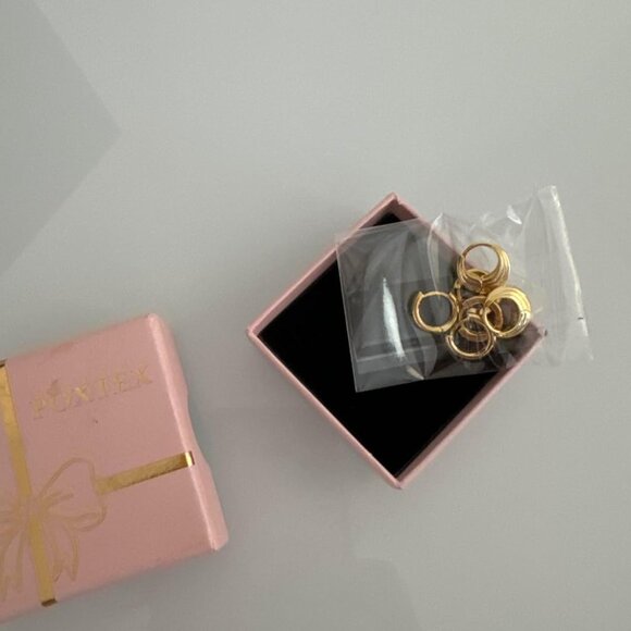 Gold Hoop Earrings Set for Women, 14K Small Huggie Earrings for Multiple Piercin - Picture 3 of 10